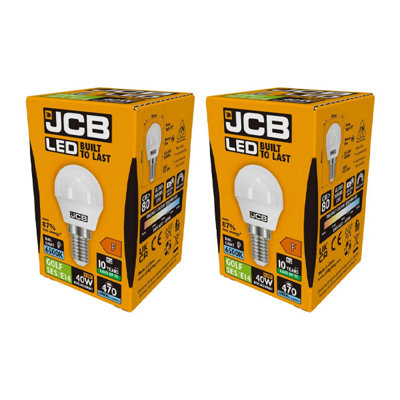JCB LED Golf 470lm Opal 4.9w Light Bulb E14 6500k White (Pack of 2)