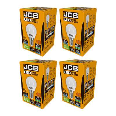 JCB LED Golf 470lm Opal 4.9w Light Bulb E14 6500k White (Pack of 4)