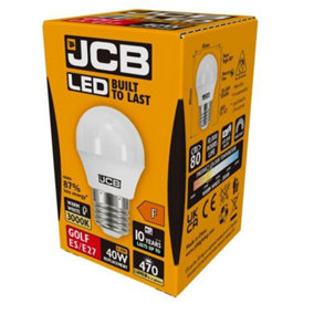 JCB LED Golf 470lm Opal 4.9w Light Bulb E27 3000K White (Pack of 4)