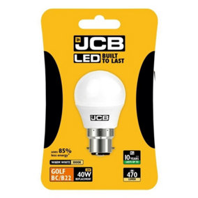 JCB LED Golf 470lm Opal 6w Light Bulb B22 2700k White (One Size)
