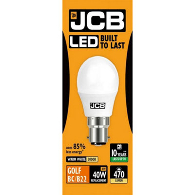 JCB LED Golf 470lm Opal 6w Light Bulb B22 2700k White (One Size)