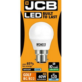 JCB LED Golf 520lm Opal 6w Light Bulb B22 6500k White (One Size)