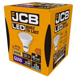 JCB LED GU10 3w Light Bulb Cap 235lm 3000k Warm White (Pack of 2)