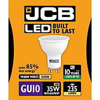 JCB LED GU10 3w Light Bulb Cap 235lm 3000k Warm White White (One Size)