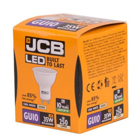 JCB LED GU10 3w Light Bulb Cap 250lm 4000k Cool White White (One Size)