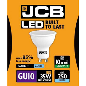 JCB LED GU10 3w Light Bulb Cap 250lm 6500k Daylight White (One Size)