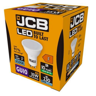 JCB LED GU10 3w Light Bulb Cap 250lm 6500k Daylight White (Pack of 2