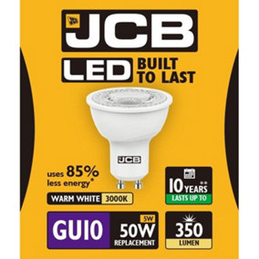JCB LED GU10 5w Light Bulb Cap 350lm 3000k Warm White White (One Size)