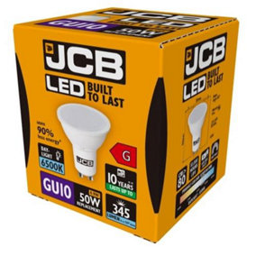 JCB LED GU10 5w Light Bulb Cap 370lm 6500k Daylight White (Pack of 2)