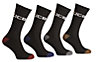 JCB - Men's Black work wear boot Socks - 4 Pairs - U.K. Size 6-11 - Boot Socks - Reinforced Socks - Terry Cushioning