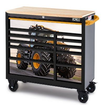 JCB Roller Tool Cabinet Wheeled Chest with Fastrac Tractor Wrap