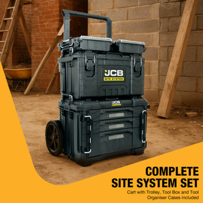 JCB Site System 5-Piece Tool Storage Set, Heavy-Duty Modular Toolboxes ...