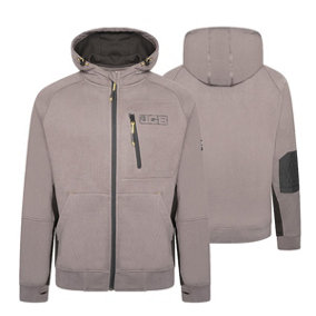 JCB Trade Full Zip Grey Hoodie Thick Fabric Corbura Elbow Patches Small DK9S