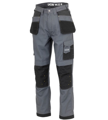 JCB Trade Plus Work Trousers Grey - 44R | DIY at B&Q