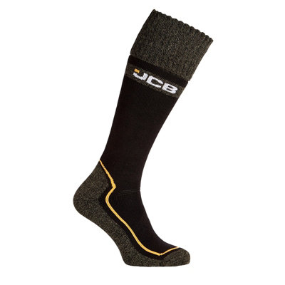 JCB Wellington Boot Socks Long Welly Sock Reinforced Heel Toe 1 Pair Size 6-8.5