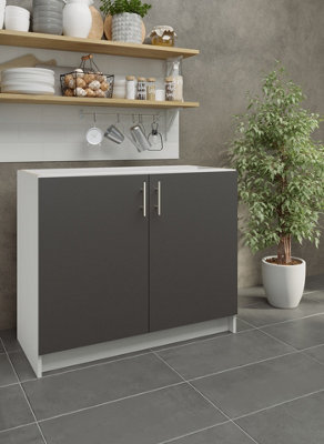 JD Greta Kitchen Base Unit 1000mm Storage Cabinet With Doors Shelf 100cm Dark Grey