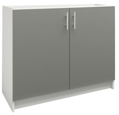 JD Greta Kitchen Base Unit 1000mm Storage Cabinet With Doors Shelf 100cm - Grey Matt