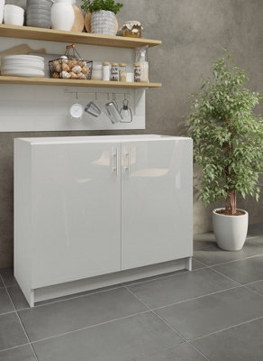 JD Greta Kitchen Base Unit 1000mm Storage Cabinet With Doors Shelf 100cm White Gloss