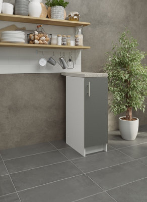 JD Greta Kitchen Base Unit 300mm Storage Cabinet With Door Shelf 30cm Grey Matt with Worktop