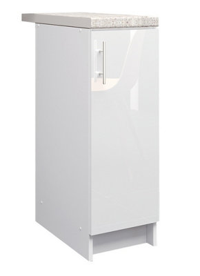 JD Greta Kitchen Base Unit 300mm Storage Cabinet With Door Shelf 30cm White Gloss with Worktop