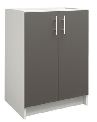 JD Greta Kitchen Base Unit 600mm Storage Cabinet With Doors Shelf 60cm Dark Grey Matt