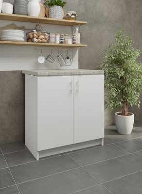 JD Greta Kitchen Base Unit 800mm Storage Cabinet With Doors Shelf 80cm White Matt with Worktop