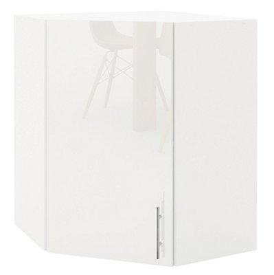 JD Greta Kitchen Wall Corner Unit 600mm Cabinet With Door and Shelf 60cm - White Gloss