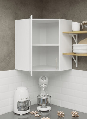 JD Greta Kitchen Wall Corner Unit 600mm Cabinet With Door and Shelf 60cm - White Gloss
