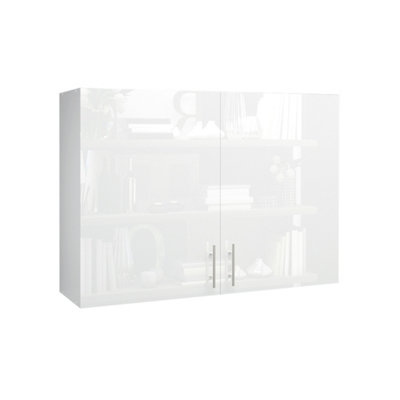JD Greta Kitchen Wall Unit 1000mm Storage Cabinet With Doors and Shelf 100cm - White Gloss