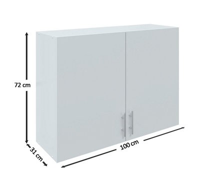 JD Greta Kitchen Wall Unit 1000mm Storage Cabinet With Doors and Shelf 100cm - White Matt