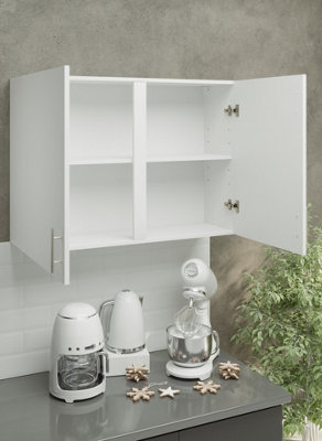 JD Greta Kitchen Wall Unit 1000mm Storage Cabinet With Doors and Shelf 100cm - White Matt