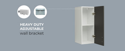 JD Greta Kitchen Wall Unit 300mm Storage Cabinet With Doors and Shelf 30cm - Grey Matt
