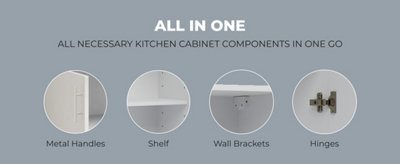 JD Greta Kitchen Wall Unit 300mm Storage Cabinet With Doors and Shelf 30cm - Grey Matt