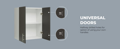 JD Greta Kitchen Wall Unit 600mm Storage Cabinet With Doors and Shelf 60cm - White Matt