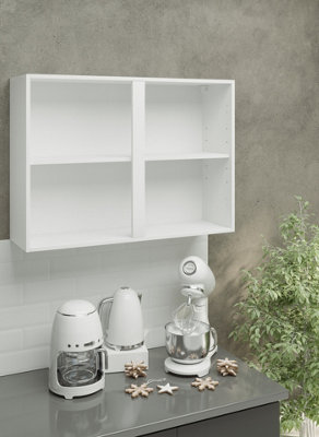 JD Greta Kitchen Wall Unit Carcass 1000mm Cabinet Without Doors 100cm - White Matt
