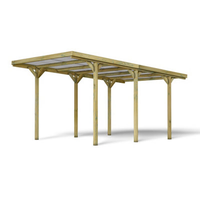 Jean Wooden Carport 3m x 5m Clear Roof with Galvanised Concrete-in Feet - 4