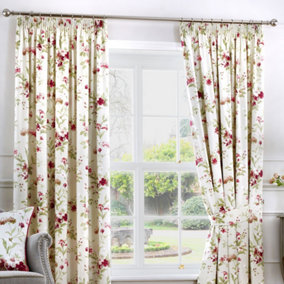 Jeannie 100% Cotton Light Filtering Pair of Pencil Pleat Curtains