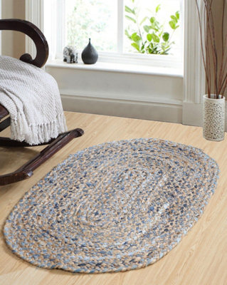 JEANNIE Oval Kids Rug Ethical Source with Recycled Denim / 60 cm x 90 cm