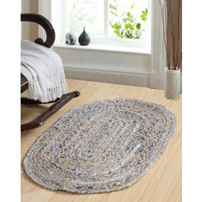 JEANNIE Oval Kids Rug Ethical Source with Recycled Denim / 60 cm x 90 cm