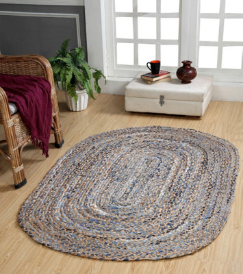 JEANNIE Oval Kids Rug Ethical Source with Recycled Denim / 90 cm x 150