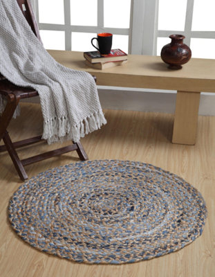 JEANNIE Round Kids Rug Ethical Source with Recycled Denim / 60 cm Diameter