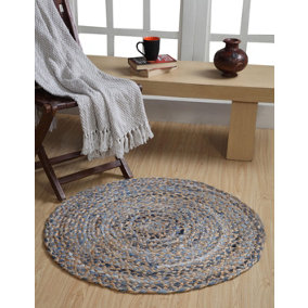 JEANNIE Round Kids Rug Ethical Source with Recycled Denim / 60 cm Diameter
