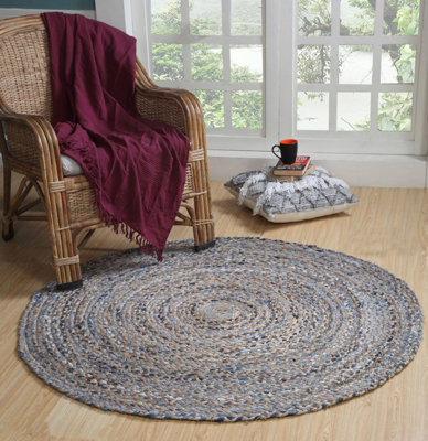 JEANNIE Round Kids Rug Ethical Source with Recycled Denim - L120 x W120