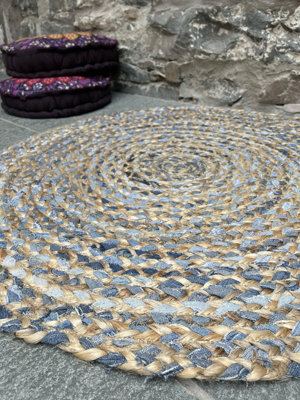 JEANNIE Round Kids Rug Ethical Source with Recycled Denim L60 x W60