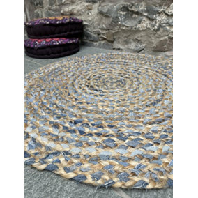 JEANNIE Round Kids Rug Ethical Source with Recycled Denim - L60 x W60