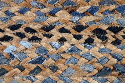 JEANNIE Square Blue Rug Ethical Source with Recycled Denim - L120 x W120