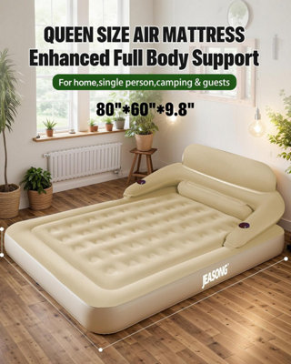 JEASONG Thick Flocked Top Double Height Inflatable Airbed with ...