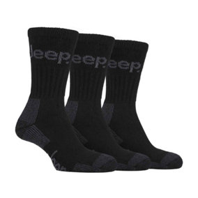Jeep Terrain - Mens 3 Pair Work Socks 6-11 Black
