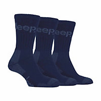 Jeep Terrain - Mens 3 Pair Work Socks 6-11 Blue