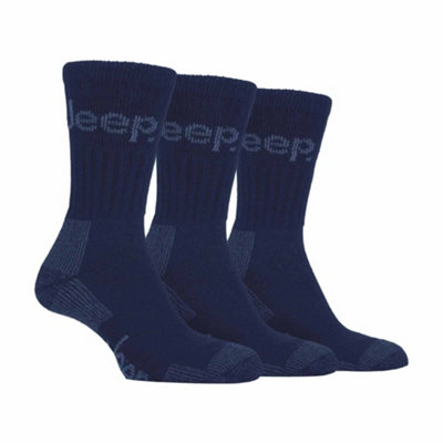 Jeep Terrain - Mens 3 Pair Work Socks 6-11 Blue